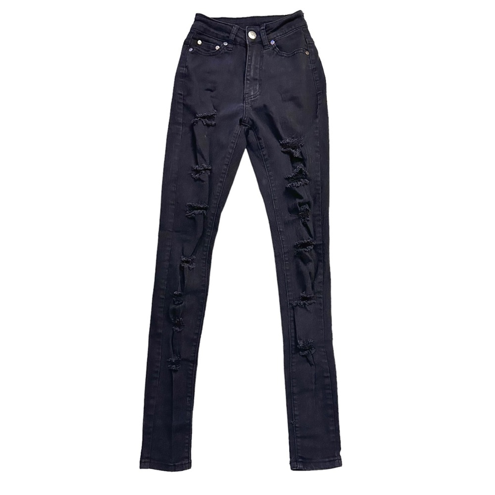 BOB Jeans - Black High Waist Distressed Skinny Stretch Jeans - Size 0